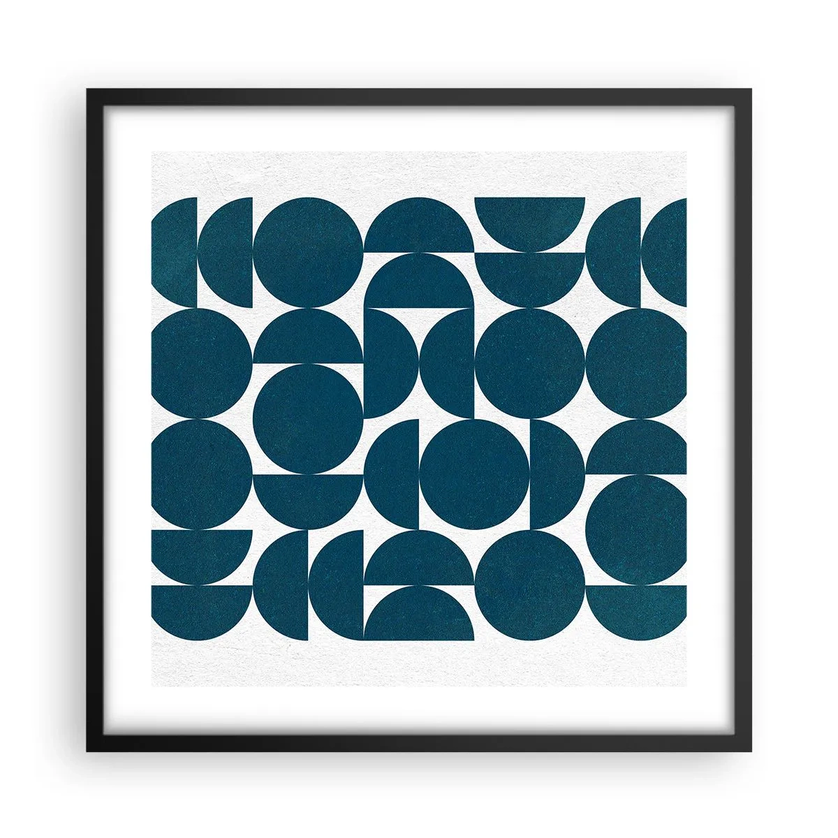 Affiche dans un cadre noir - Poster - Cercles et demi-cercles - 50x50 cm