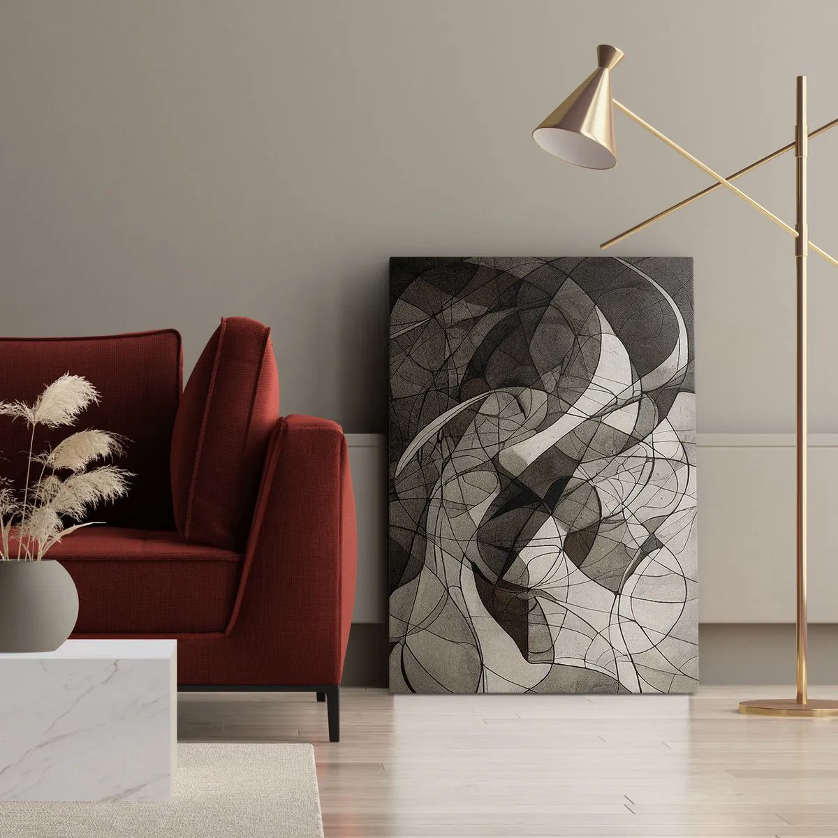 Impression sur toile - Image sur toile - Motif abstrait dans des tons marron et terreux - 50x70cm - Circulation des couleurs de la terre - Décoration murale moderne pour le salon et la chambre ARTTOR