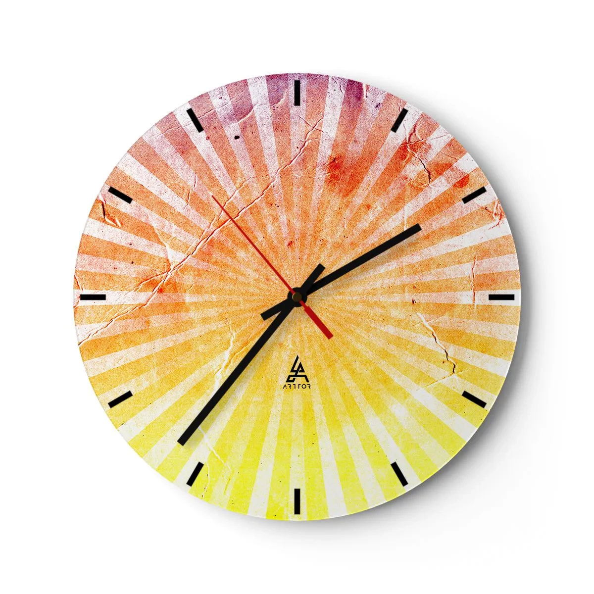 Horloge murale - Pendule murale - Un motif rayonnant aux couleurs du lever et du coucher du soleil - 30x30cm - Levant et couchant - Décoration murale moderne pour le salon, la cuisine et la chambre ARTTOR