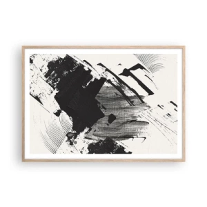 Affiche dans un chêne clair - Poster - Abstraction – expression du noir - 100x70 cm
