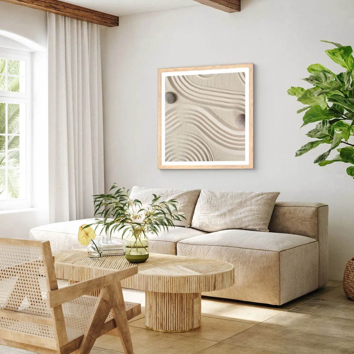 Affiche dans un chêne clair - Poster - Touche de chaleur - 30x30 cm