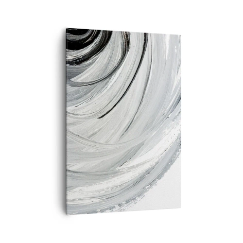 Impression sur toile - Image sur toile - Un tourbillon monochrome dans des tons de gris et de noir - 70x100cm - Composition orbitale - Décoration murale moderne pour le salon et la chambre ARTTOR