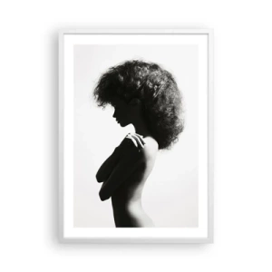 Affiche dans un cadre blanc - Poster - Comme une fleur au bout d'une fine tige - 50x70 cm