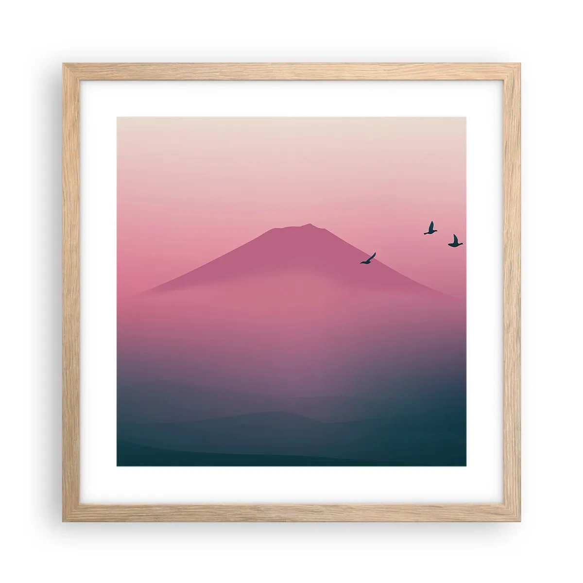 Affiche dans un chêne clair - Poster - Des pèlerins au dessus des nuages - 40x40 cm