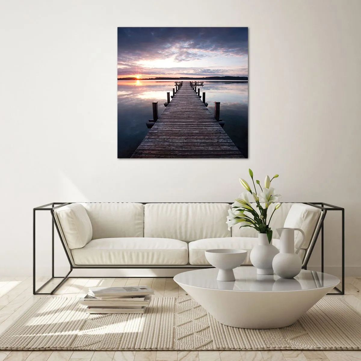 Impression sur verre - Image sur verre - Une frontière tranquille entre le jour et la nuit - 70x70 cm