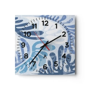 Horloge murale - Pendule murale - Fougères bleues - 30x30 cm