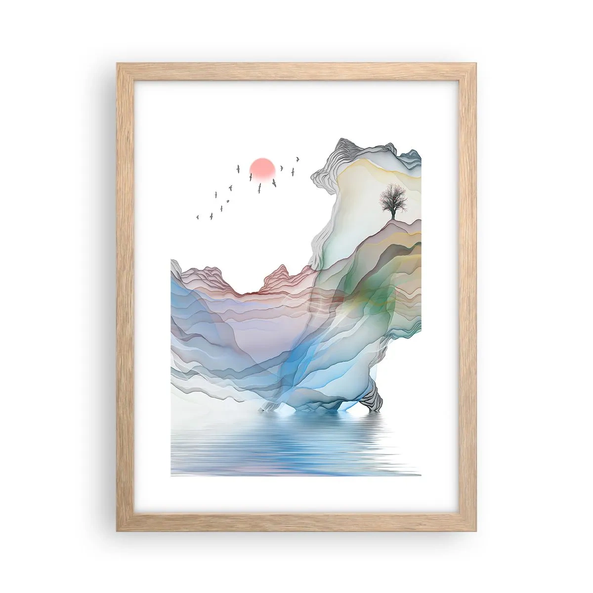 Affiche dans un chêne clair - Poster - Vers les montagnes de cristal - 30x40 cm