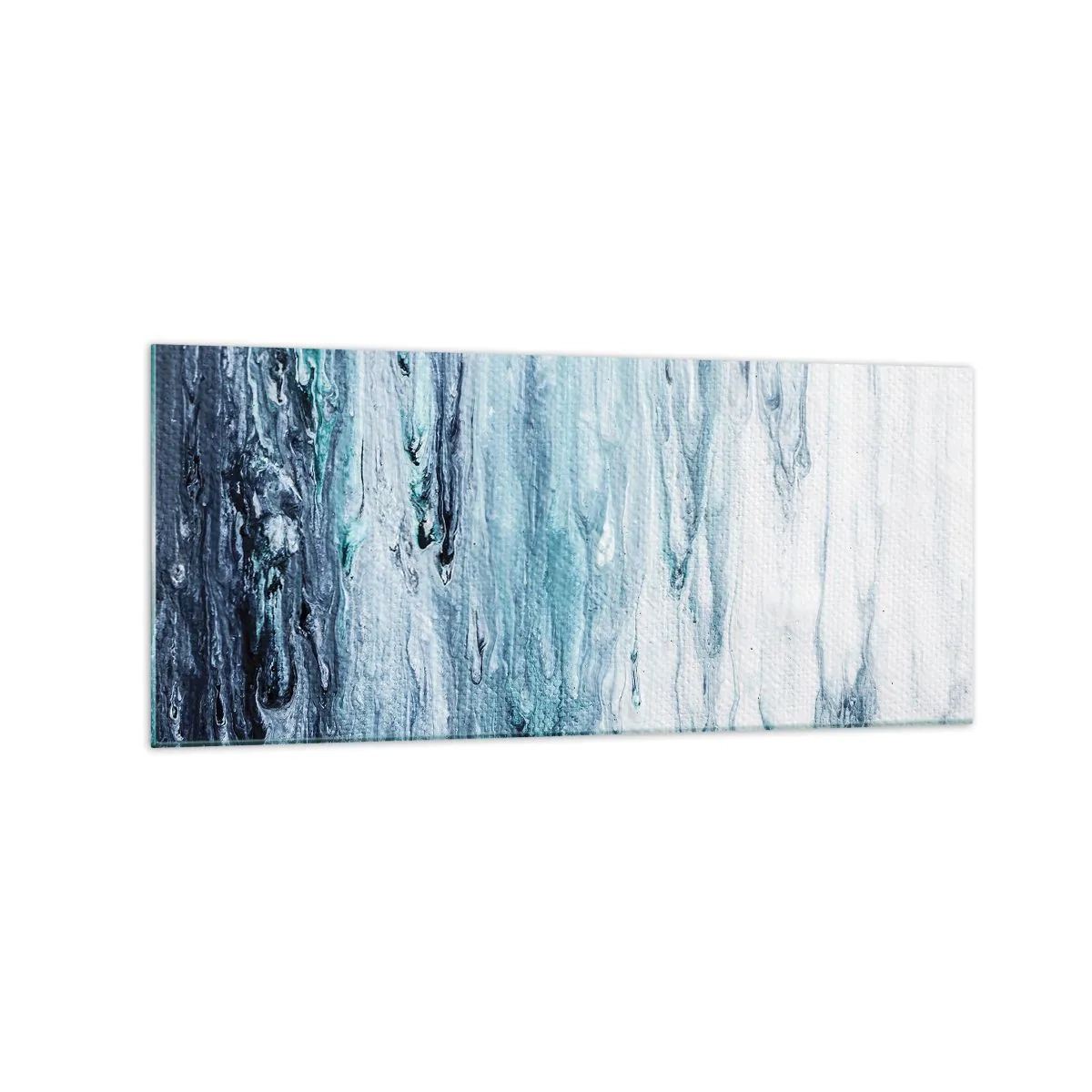 Impression sur verre - Image sur verre - Des stries bleues et blanches abstraites ressemblant à des glaçons - 120x50cm - Une glace bleue - Décoration murale moderne pour le salon et la chambre ARTTOR