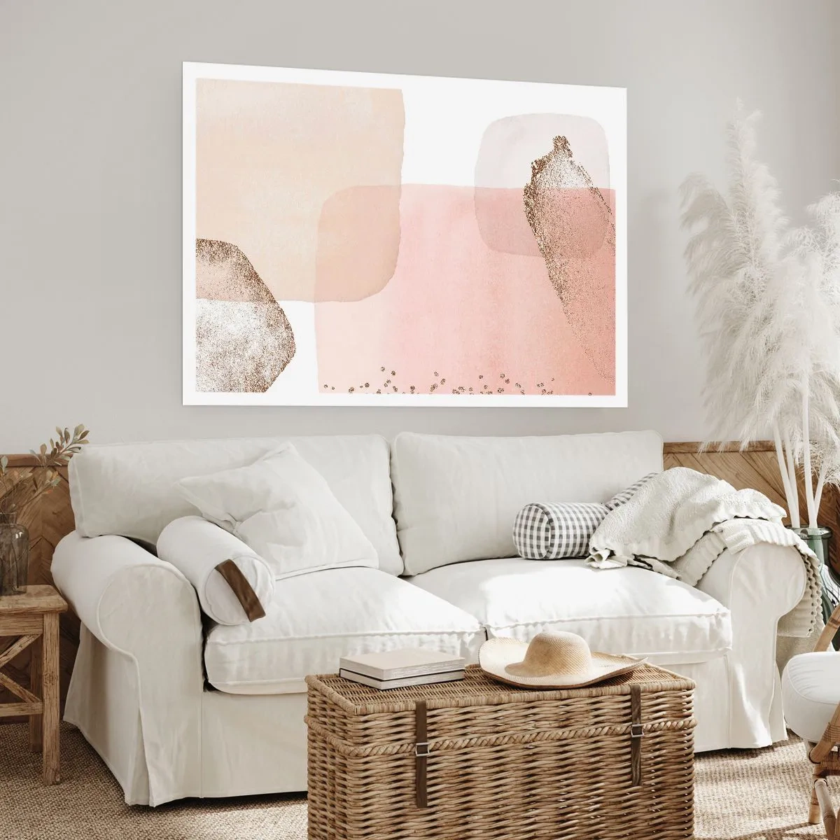 Affiche - Poster - Taches pastel avec éléments dorés - 100x70cm - Regard à travers la couleur - Décoration murale moderne pour le salon et la chambre ARTTOR