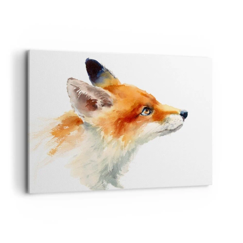 Impression sur toile - Image sur toile - Renard roux en style aquarelle sur fond blanc - 100x70cm - Vous ne pouvez jamais être trop prudent - Décoration murale moderne pour le salon et la chambre ARTTOR