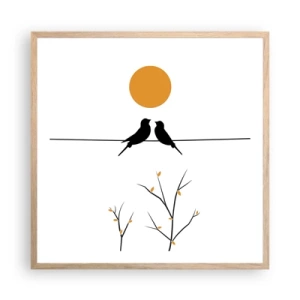 Affiche dans un chêne clair - Poster - Soirée pour rossignols - 60x60 cm