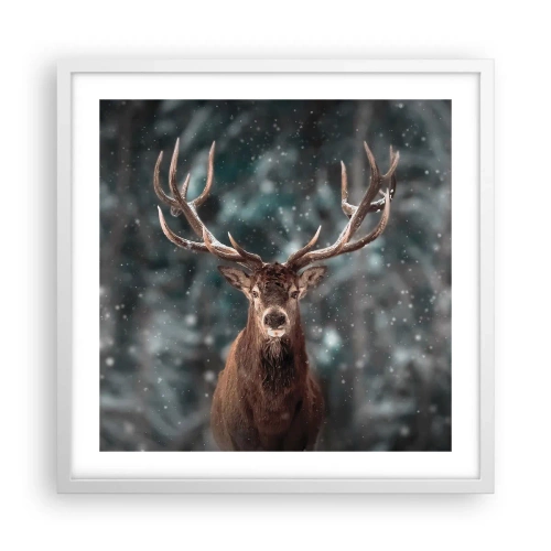 Affiche dans un cadre blanc - Poster - Roi de la forêt couronné - 50x50 cm