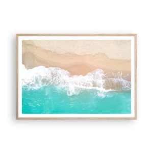 Affiche dans un chêne clair - Poster - Caresse de l'océan - 100x70 cm