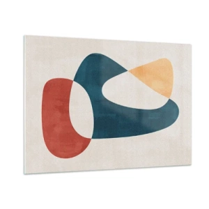 Impression sur verre - Image sur verre - Abstraction minimaliste dans les tons de rouge et de bleu marine - 100x70cm - Influences et métamorphoses - Décoration murale moderne pour le salon et la chambre ARTTOR