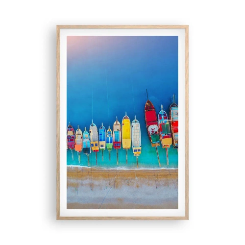 Affiche dans un chêne clair - Poster - Une vue à vol d'oiseau - 61x91 cm