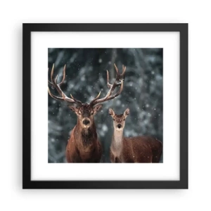 Affiche dans un cadre noir - Poster - Le roi de la forêt avec sa femme - 30x30 cm