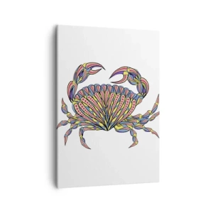 Impression sur toile - Image sur toile - Crabe coloré dans un style artistique - 50x70cm - Bijoux de la mer - Décoration murale moderne pour le salon et la chambre ARTTOR
