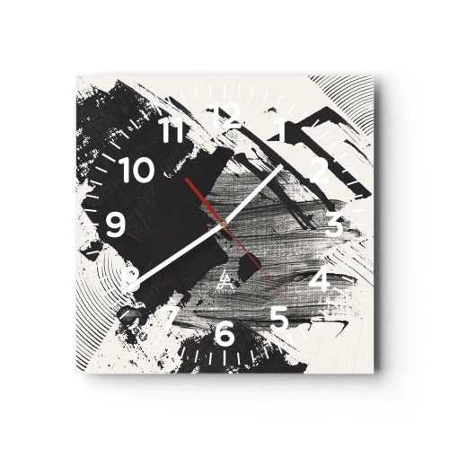 Horloge murale - Pendule murale - Abstraction – expression du noir - 30x30 cm