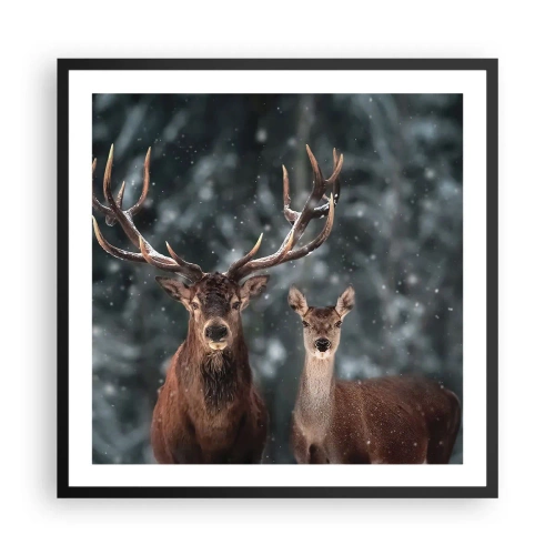 Affiche dans un cadre noir - Poster - Le roi de la forêt avec sa femme - 60x60 cm
