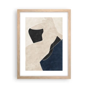 Affiche dans un chêne clair - Poster - Composition abstraite - contraste de couleurs - 30x40 cm