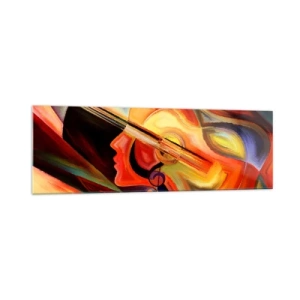 Impression sur verre - Image sur verre - Abstraction colorée inspirée de la musique et de la guitare - 160x50cm - Tout va bien - Décoration murale moderne pour le salon et la chambre ARTTOR