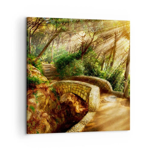 Impression sur toile - Image sur toile - Directement du pont dans une forêt de conte de fées - 50x50 cm