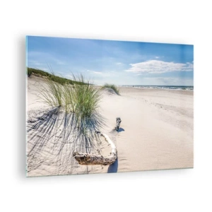 Impression sur verre - Image sur verre - Une plage ensoleillée avec des dunes et des herbiers marins - 70x50cm - La plus belle? La Baltique - Décoration murale moderne pour le salon et la chambre ARTTOR