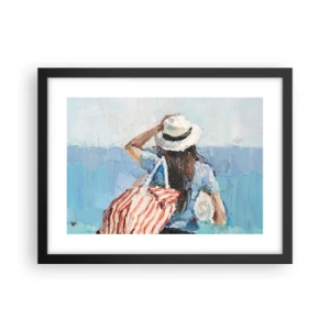 Affiche dans un cadre noir - Poster - Bienvenue à vos vacances - 40x30 cm