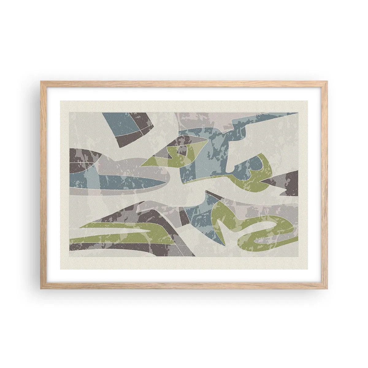 Affiche dans un chêne clair - Poster - Composition derrière la vitre - 70x50 cm