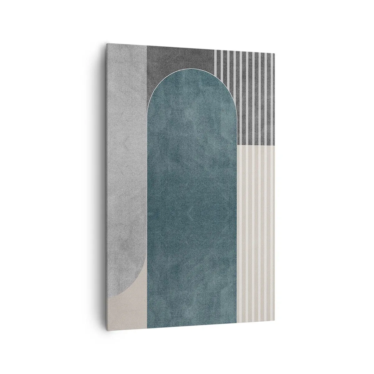 Impression sur toile - Image sur toile - Abstraction géométrique dans les tons de gris et de vert - 80x120cm - Composition de niveaux - Décoration murale moderne pour le salon et la chambre ARTTOR