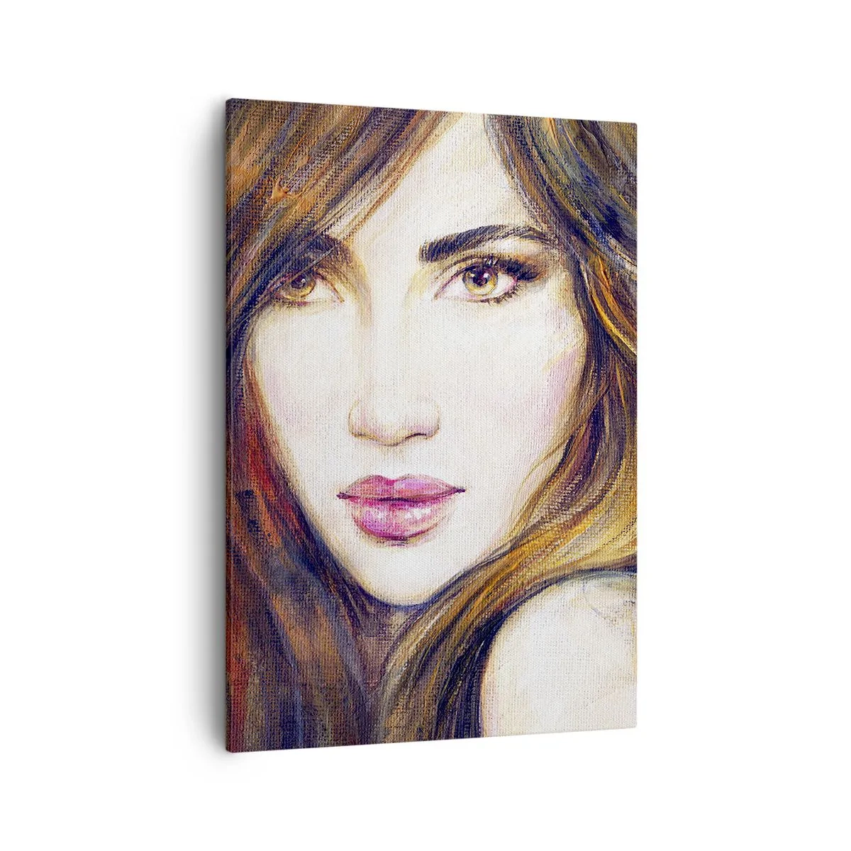 Impression sur toile - Image sur toile - Portrait d'une femme dans un style pictural - 50x70cm - Un sou pour vos pensées - Décoration murale moderne pour le salon et la chambre ARTTOR