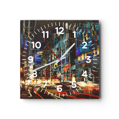 Horloge murale - Pendule murale - L'agitation de la rue en soirée - 30x30 cm