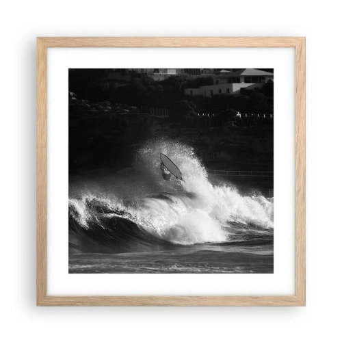 Affiche dans un chêne clair - Poster - Défi accepté! - 40x40 cm