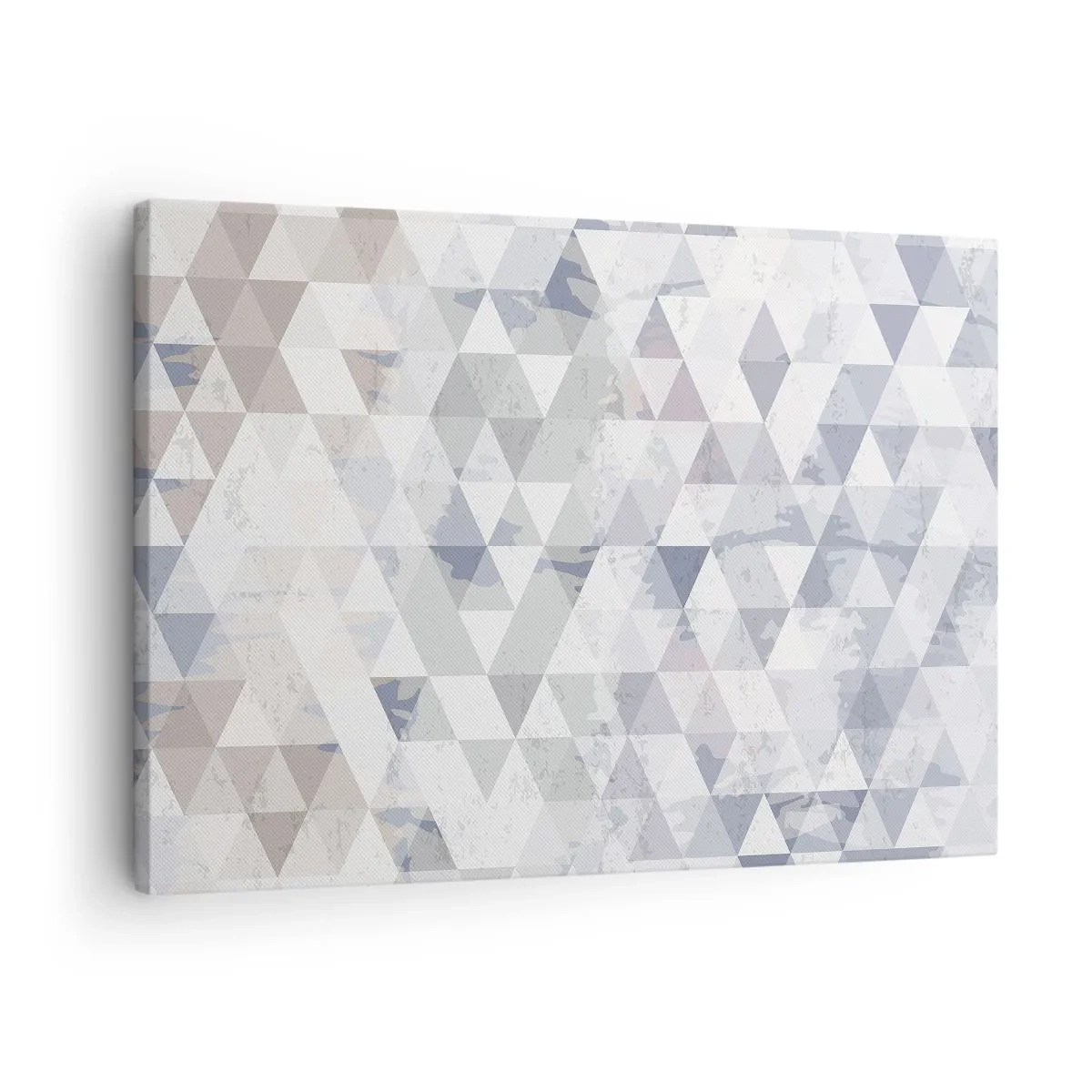 Impression sur toile - Image sur toile - Motif géométrique triangulaire dans des tons pastel - 70x50cm - En rythme de trois - Décoration murale moderne pour le salon et la chambre ARTTOR