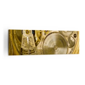 Impression sur toile - Image sur toile - Mécanisme de montre avec engrenages et détails visibles - 160x50cm - Marcher avec son temps - Décoration murale moderne pour le salon et la chambre ARTTOR