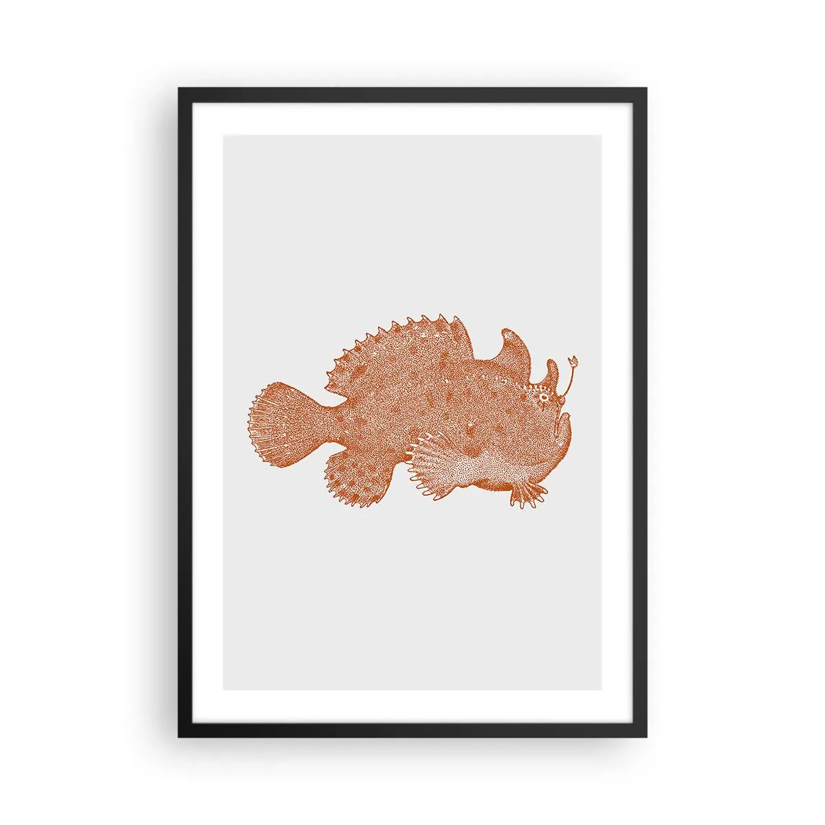 Affiche dans un cadre noir - Poster - Illustration détaillée d'un poisson des grands fonds - 50x70cm - Et pourtant un poisson - Décoration murale moderne pour le salon et la chambre ARTTOR