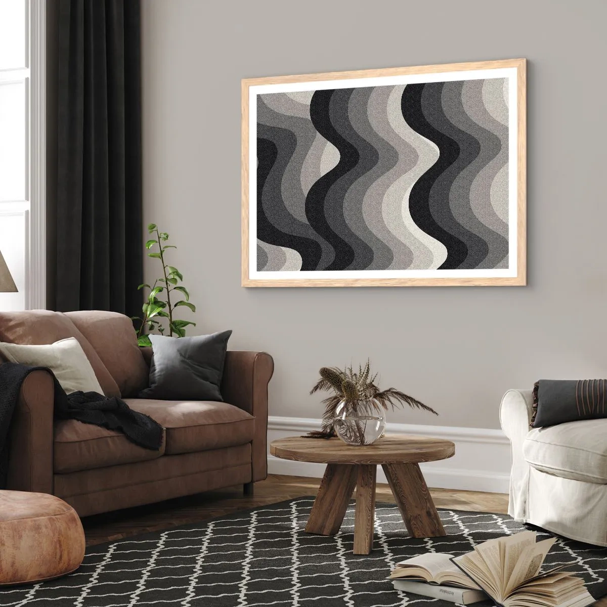 Affiche dans un chêne clair - Poster - Vague après vague - 40x30 cm