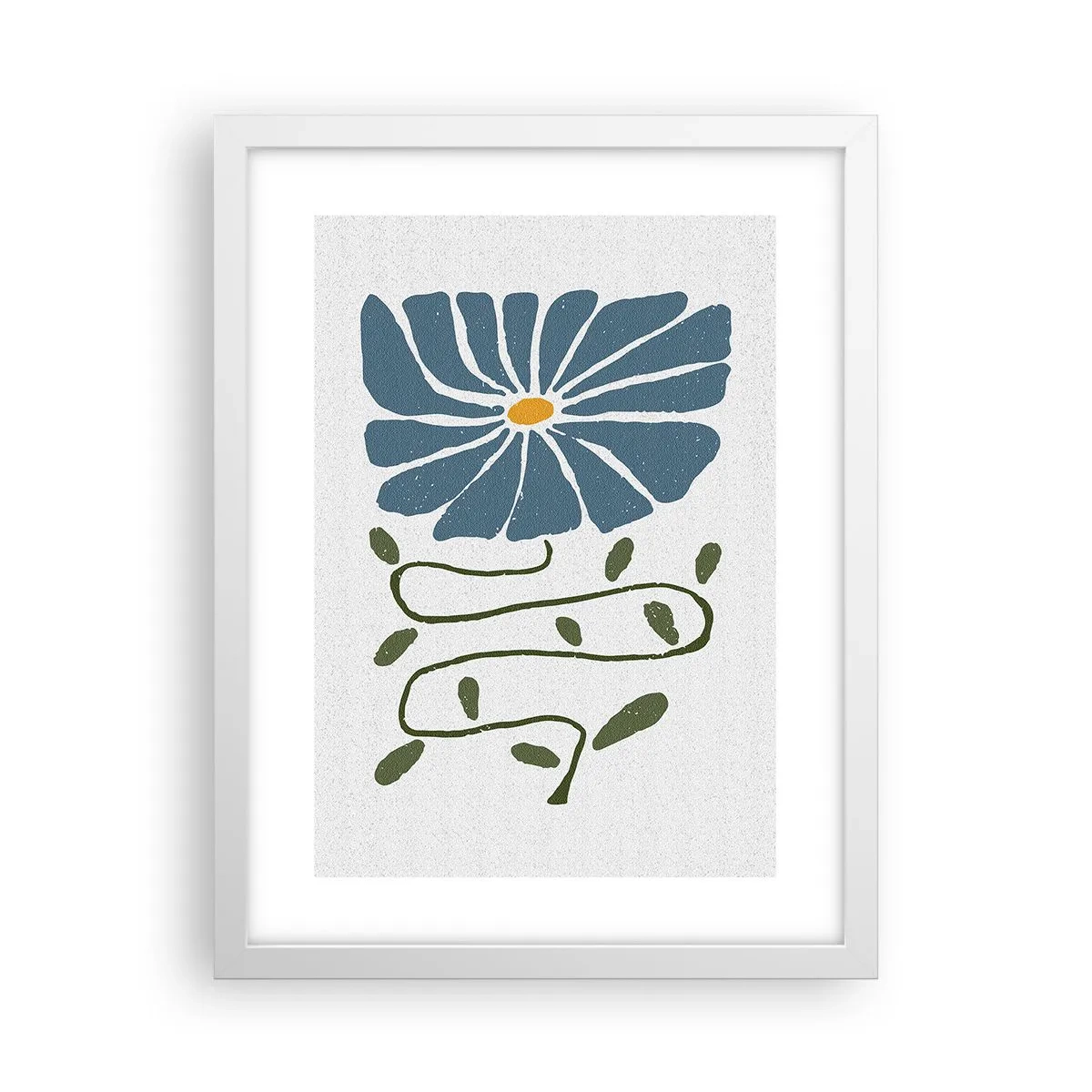 Affiche dans un cadre blanc - Poster - Une branche à une fleur - 30x40 cm