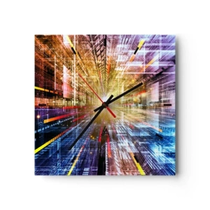 Horloge murale - Pendule murale - Lumières dynamiques dans un couloir futuriste - 30x30cm - Couloir lumineux - Décoration murale moderne pour le salon et la chambre ARTTOR