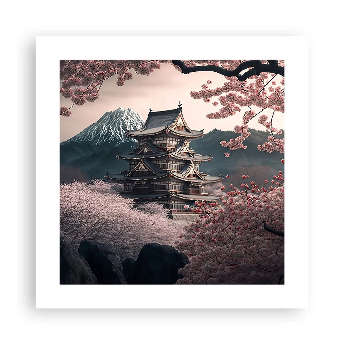 Affiche - Poster - Le pays des cerisiers en fleurs - 40x40 cm