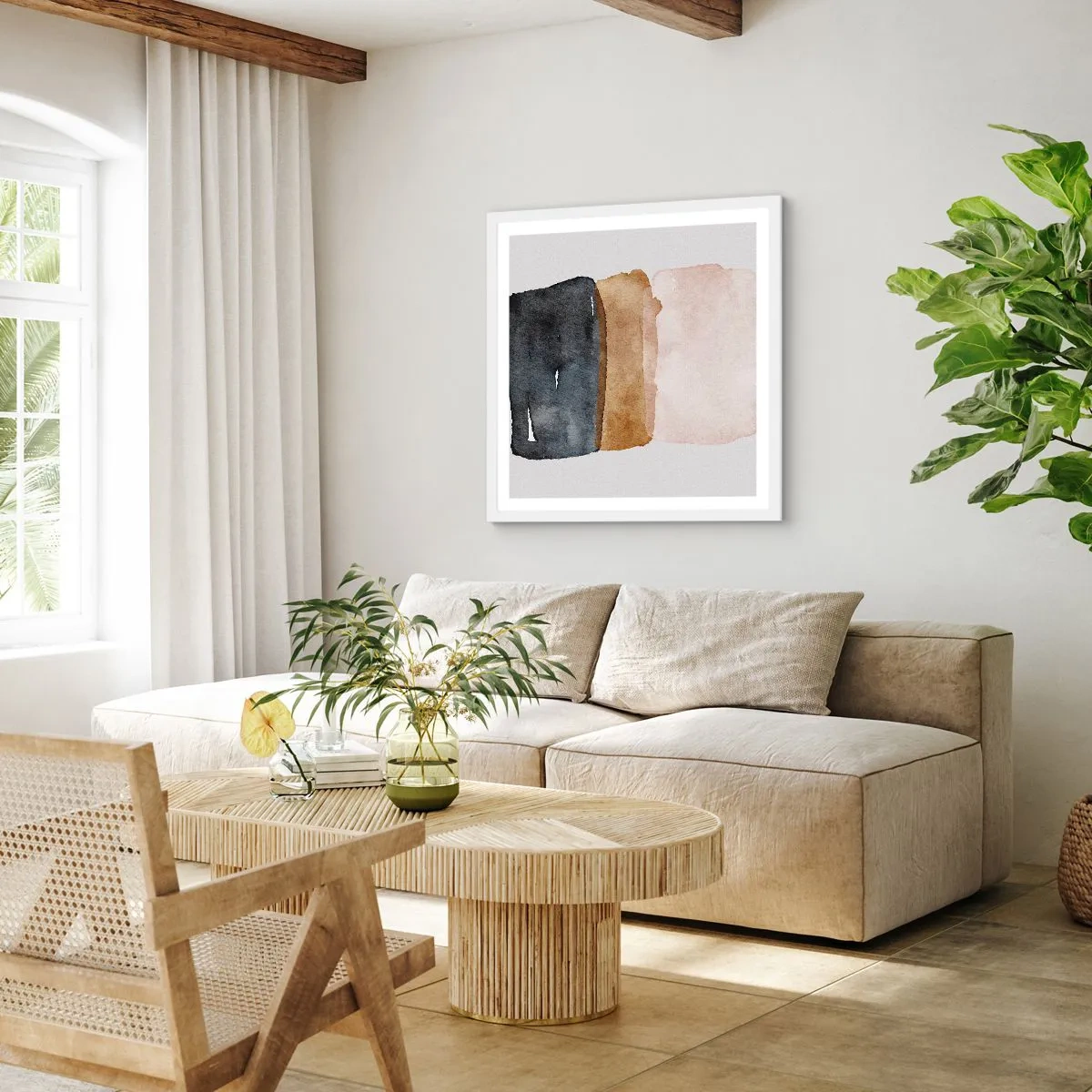 Affiche dans un cadre blanc - Poster - Composition de couleurs de la terre - 40x40 cm