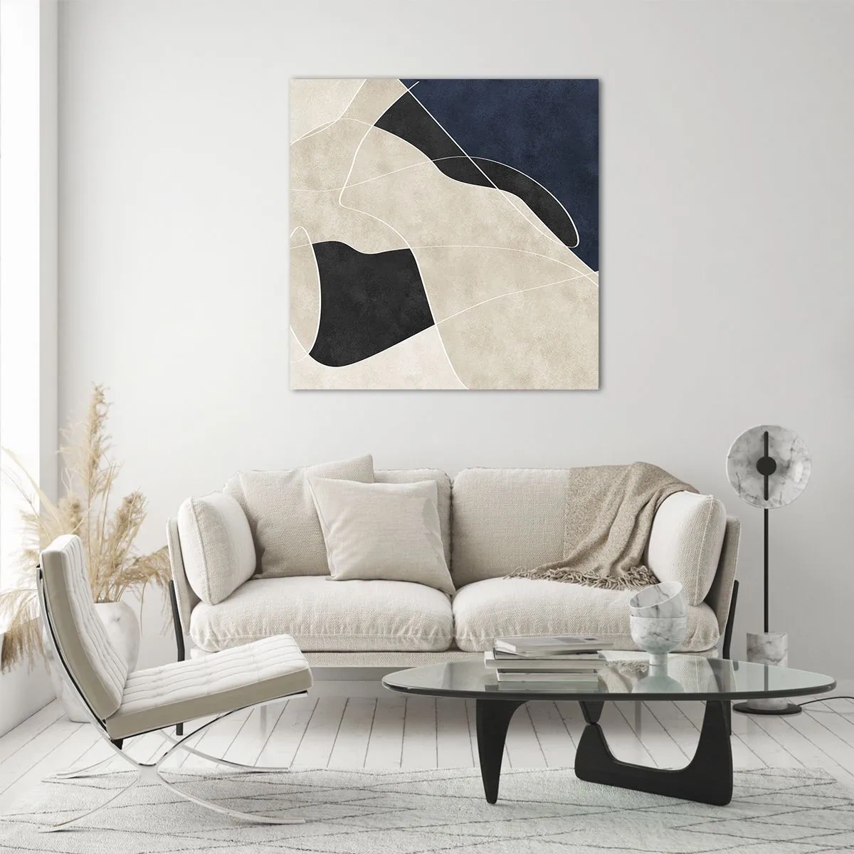 Impression sur verre - Image sur verre - Composition abstraite - contraste de couleurs - 70x70 cm