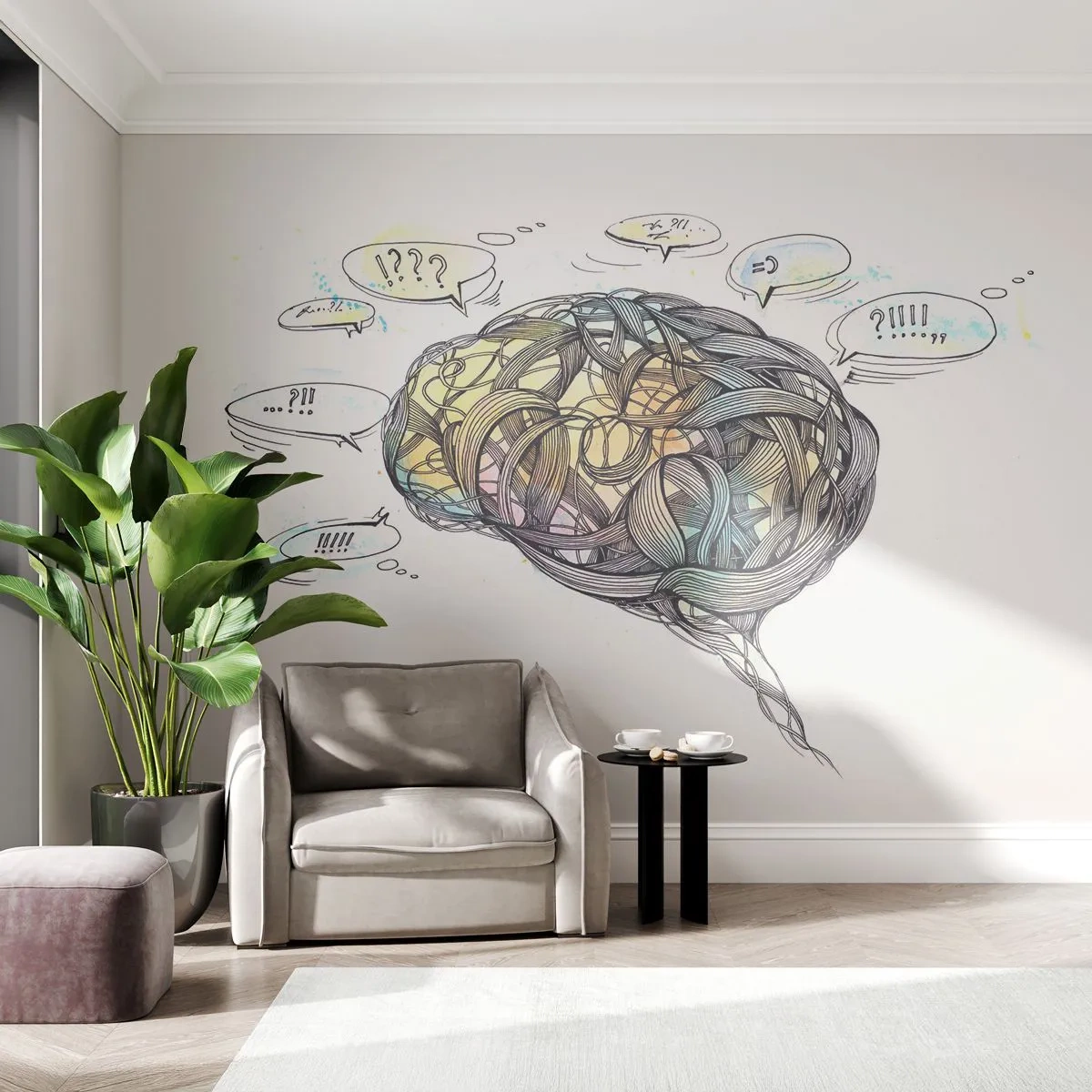 Papier Peint Autocollant Deluxe Sticker - L'homme - un grand mystère - Abstraction, Cerveau, Graphique - 250x175 cm