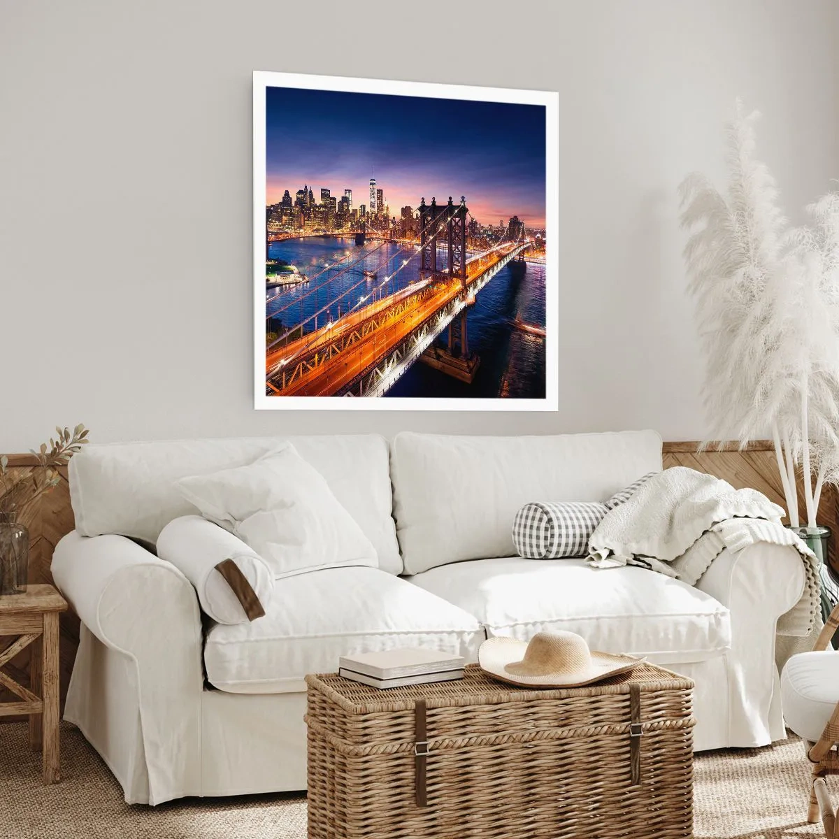 Affiche - Poster - Un pont lumineux au cœur de la ville - 50x50 cm