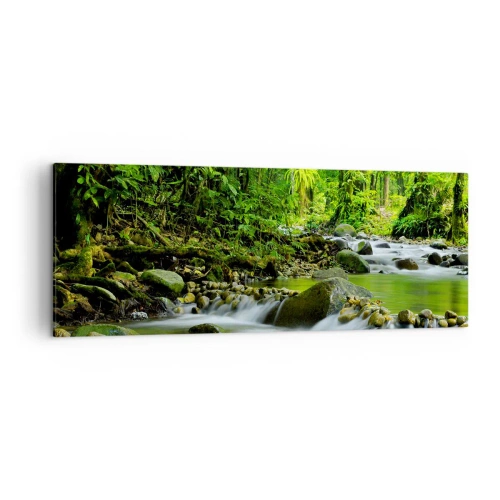 Impression sur toile - Image sur toile - Un ruisseau dans une forêt tropicale luxuriante - 140x50cm - Nager dans un océan de verdure - Décoration murale moderne pour le salon et la chambre ARTTOR