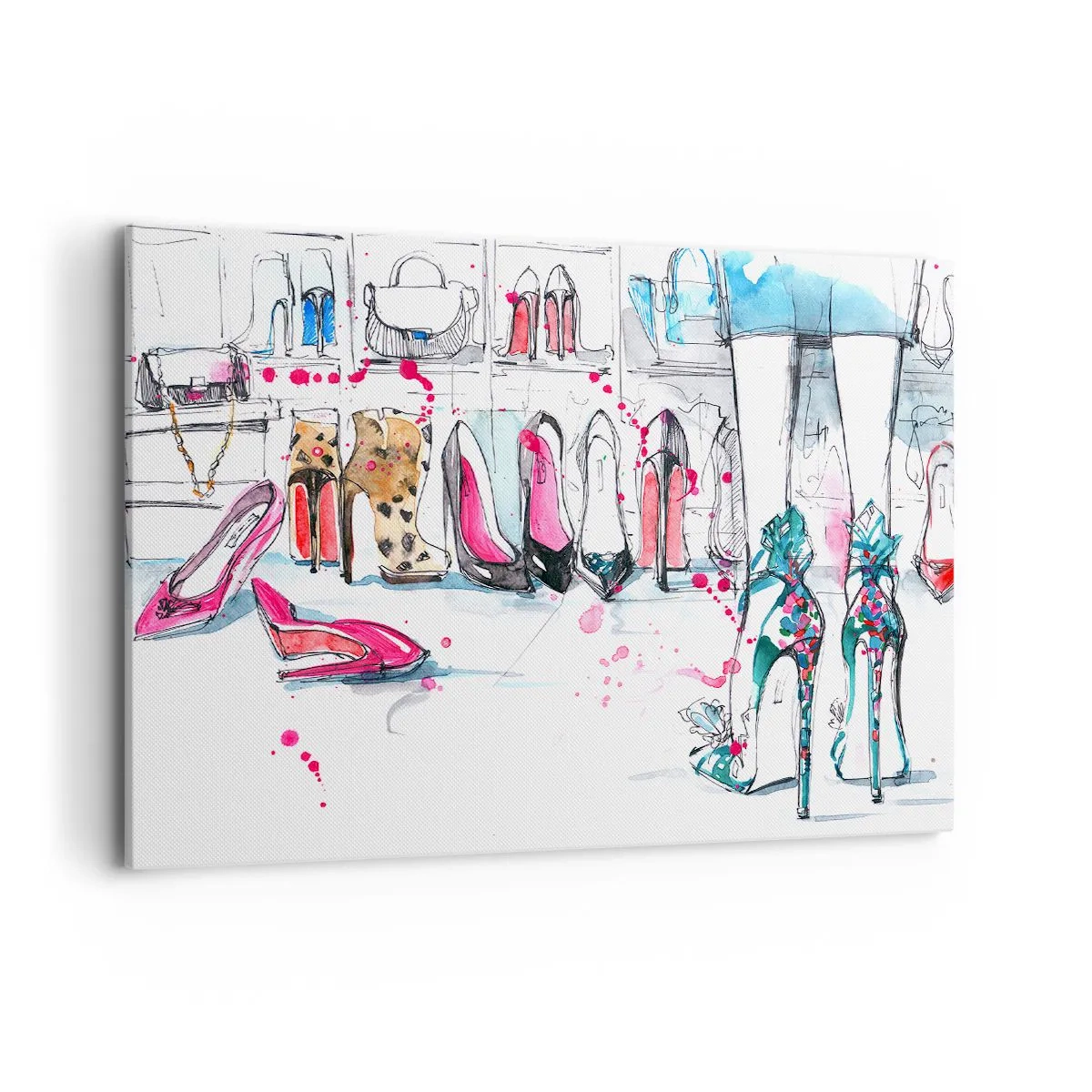 Impression sur toile - Image sur toile - Graphismes artistiques mettant en vedette des talons hauts et des accessoires - 100x70cm - Sésame, ouvre-toi - Décoration murale moderne pour le salon et la chambre ARTTOR