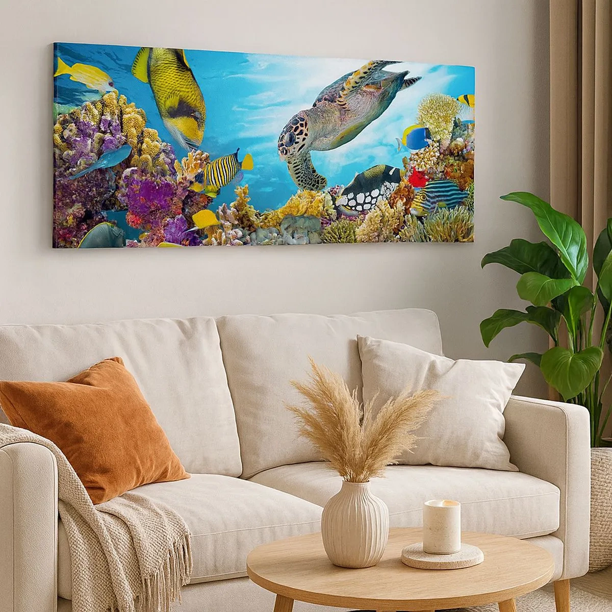 Impression sur toile - Image sur toile - Promenade de corail - 100x40 cm