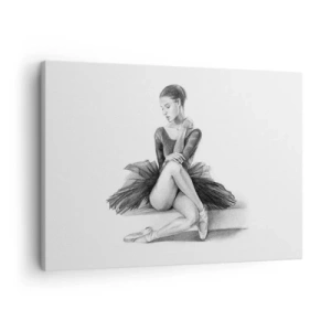 Impression sur toile - Image sur toile - Un croquis d'une ballerine dans un style subtil et classique - 70x50cm - Envoutée par la danse - Décoration murale moderne pour le salon et la chambre ARTTOR
