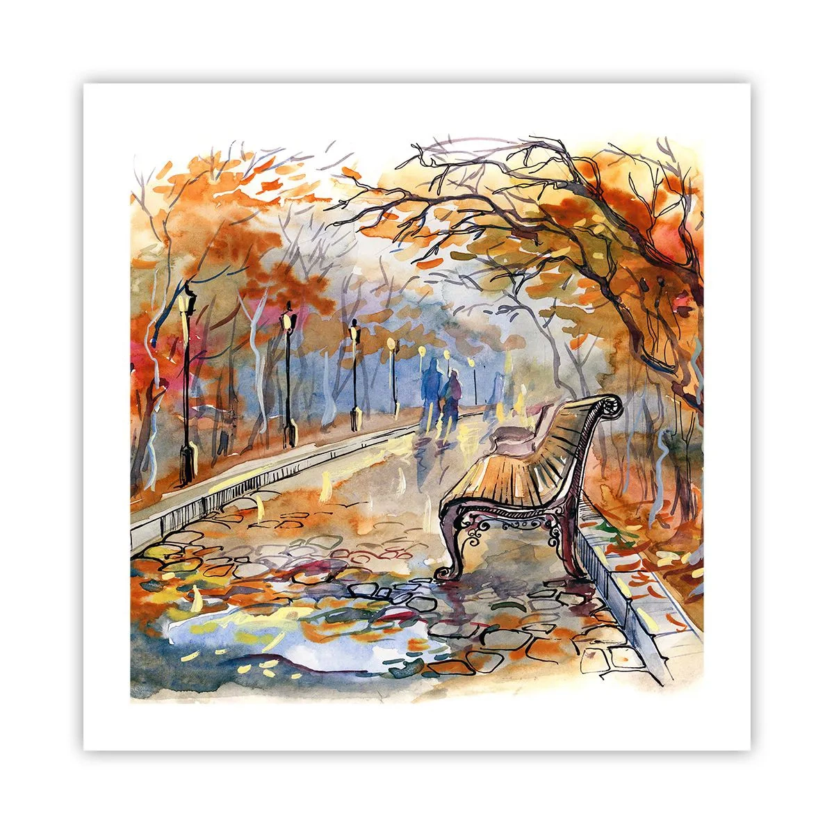 Affiche - Poster - Errer ensemble à l'automne - 50x50 cm