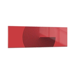 Impression sur verre - Image sur verre - Cercles concentriques sur fond rouge - 160x50cm - Mouvement circulaire - Décoration murale moderne pour le salon et la chambre ARTTOR